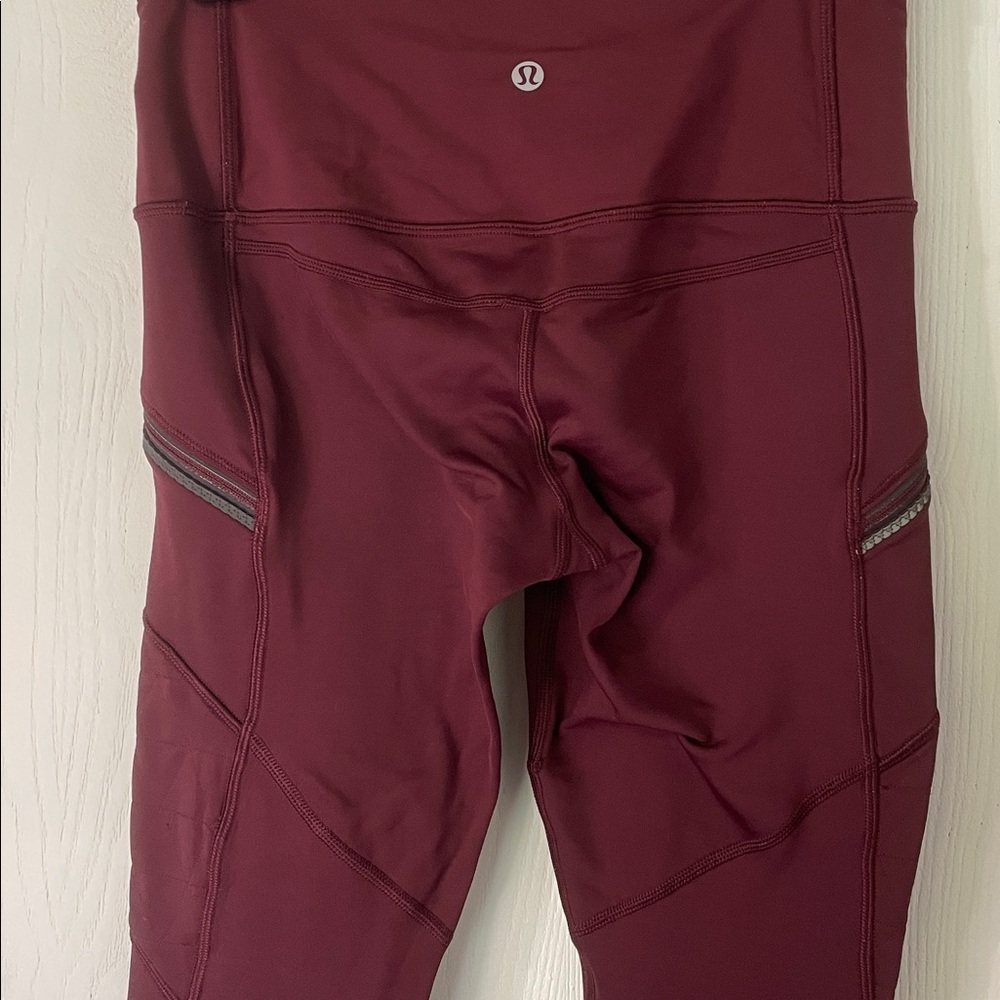 Lululemon Toasty Tech Fleece Tights II Leggings Burgundy Size 4 - Picture 5 of 15